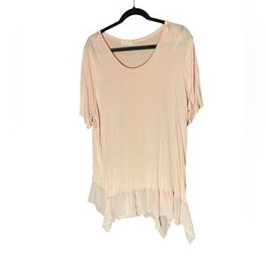 Pebble and Stone Pink Ruffle Hem Top